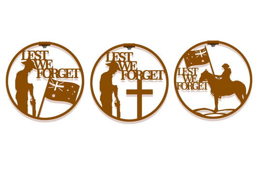 Anzac Wall Art Soldier Rust 40cm 3 Asstd