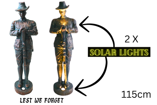 Statue Anzac Soldier Standing w/Solar Lights 115cm