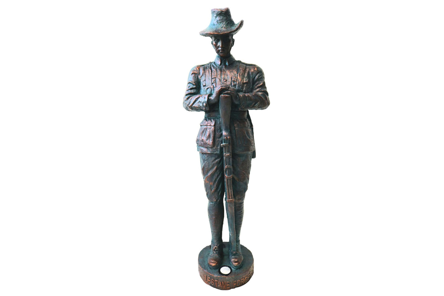 Anzac Soldier Statue Gun Down w/Solar Lights 115cm