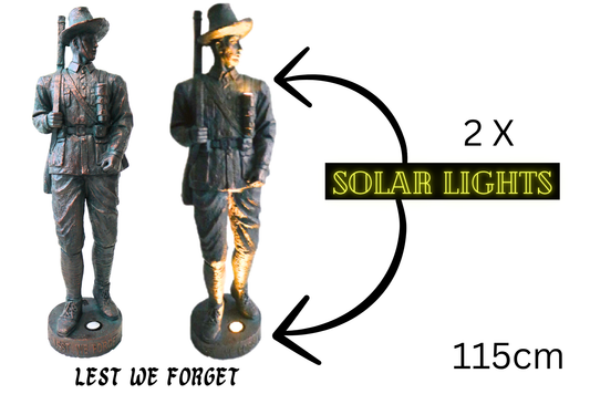 Anzac Soldier Statue Standing w/Solar Lights 115cm