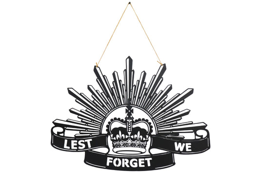 Anzac Metal Wall Art Shield Black 70x50cm