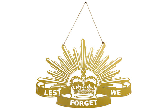 Anzac Metal Wall Art Shield Gold 70x50cm