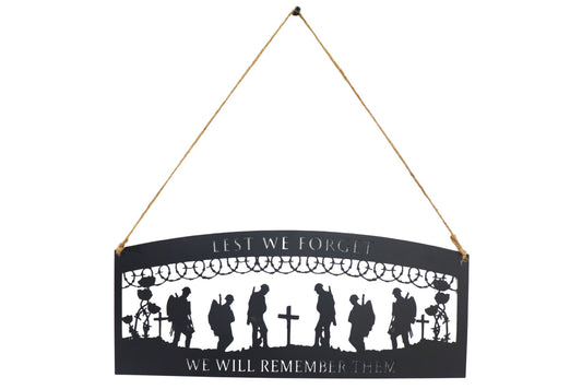 Anzac Metal Wall Lest We Forget Black 40cm