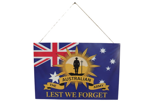 Anzac Metal Wall Art Lest We Forget Colour 60x40cm