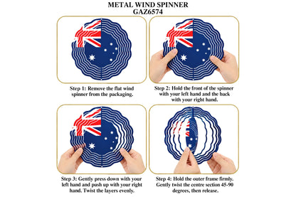 Metal Wind Spinner Double Sided Australian Flag 30cm