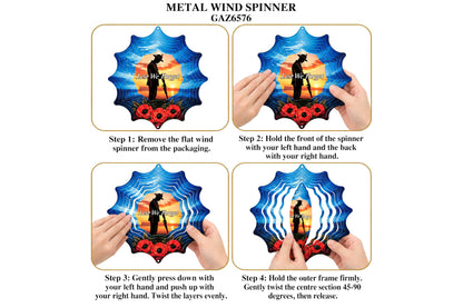 Metal Wind Spinner Double Sided Soldier Gun Down 35cm