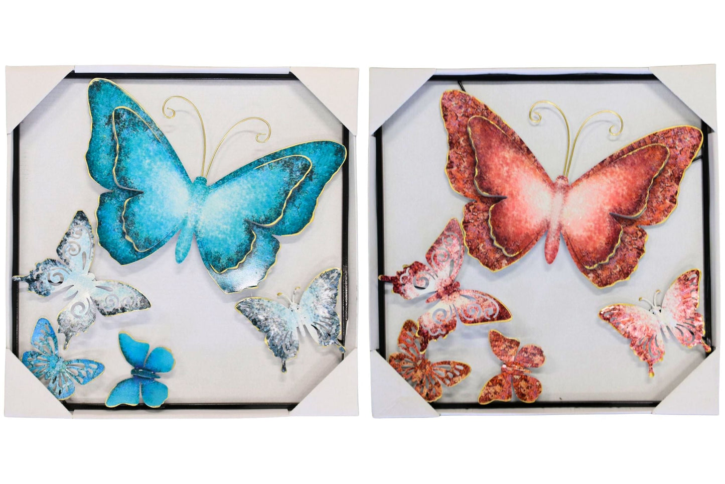 Wall Plaque Butterfly 50x50cm 2 Asstd