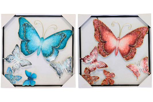 Wall Plaque Butterfly 50x50cm 2 Asstd