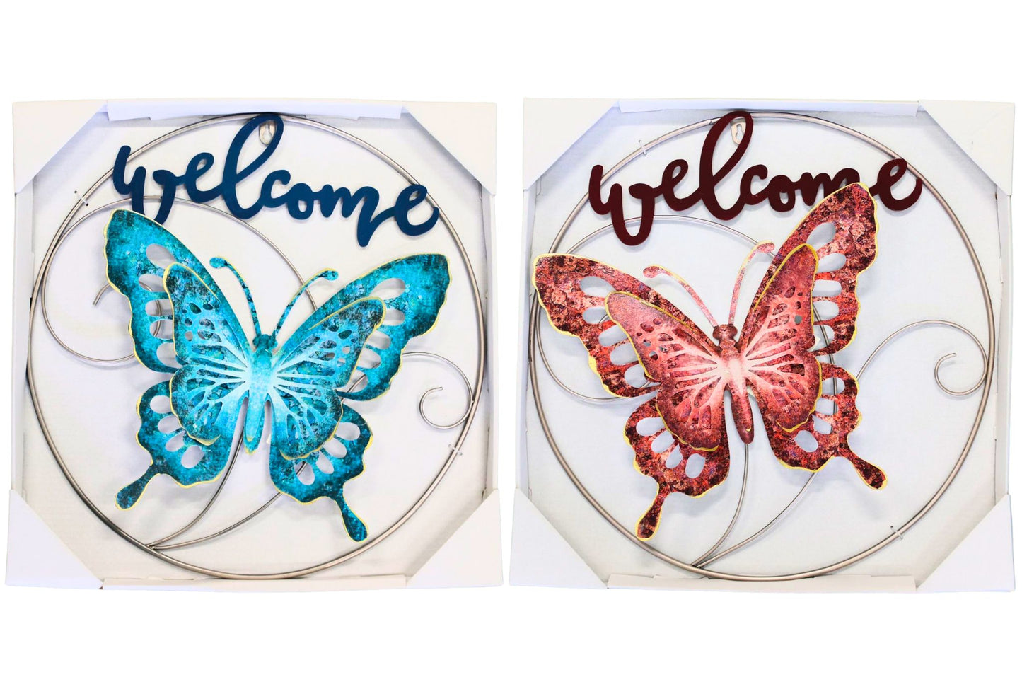 Wall Plaque Welcome Butterfly 50cm 2 Asstd