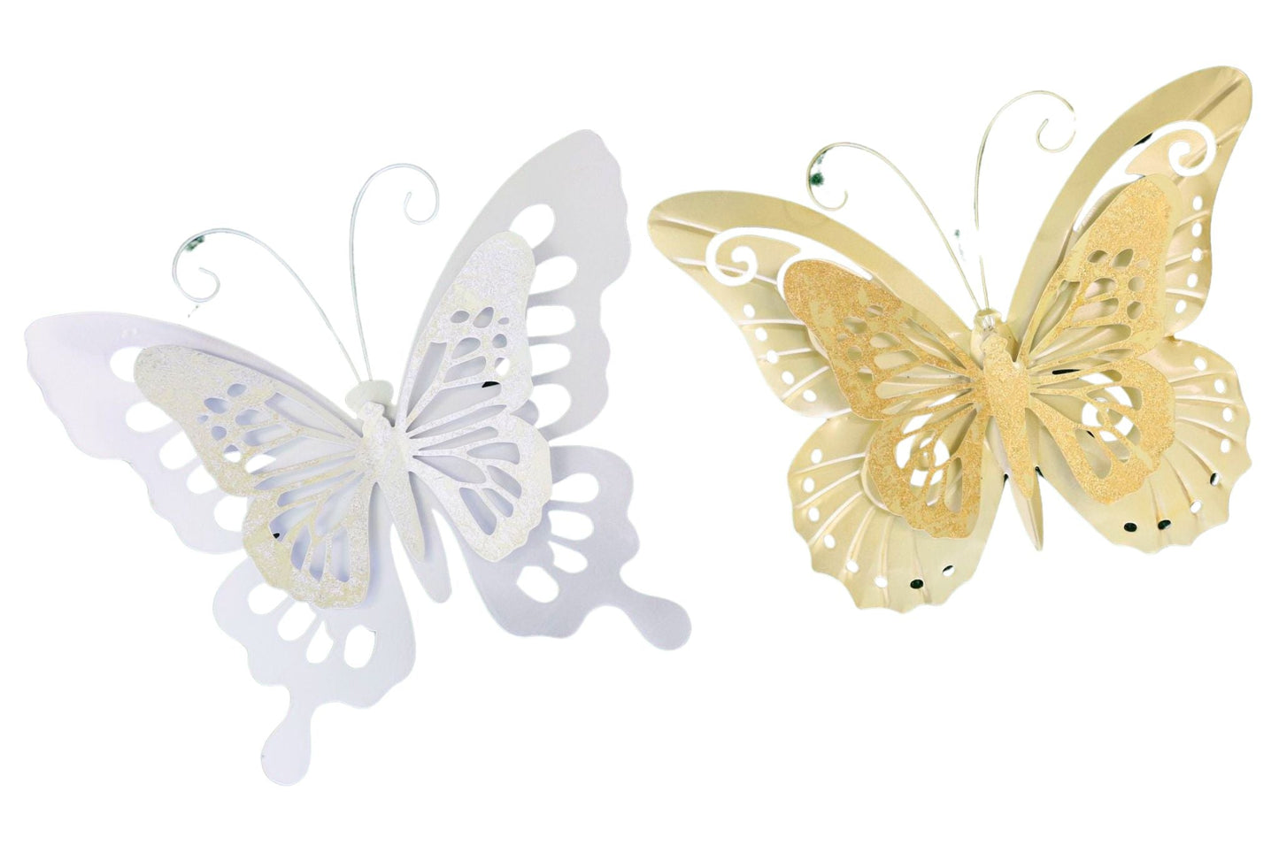 Wall Art Butterfly Gold/Silver 35cm 2 Asstd