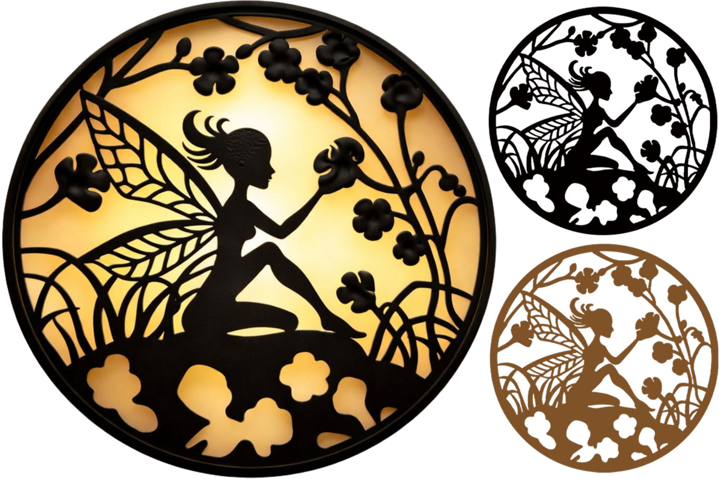 Metal Wall Art Set of 3 Fairy 50/40cm