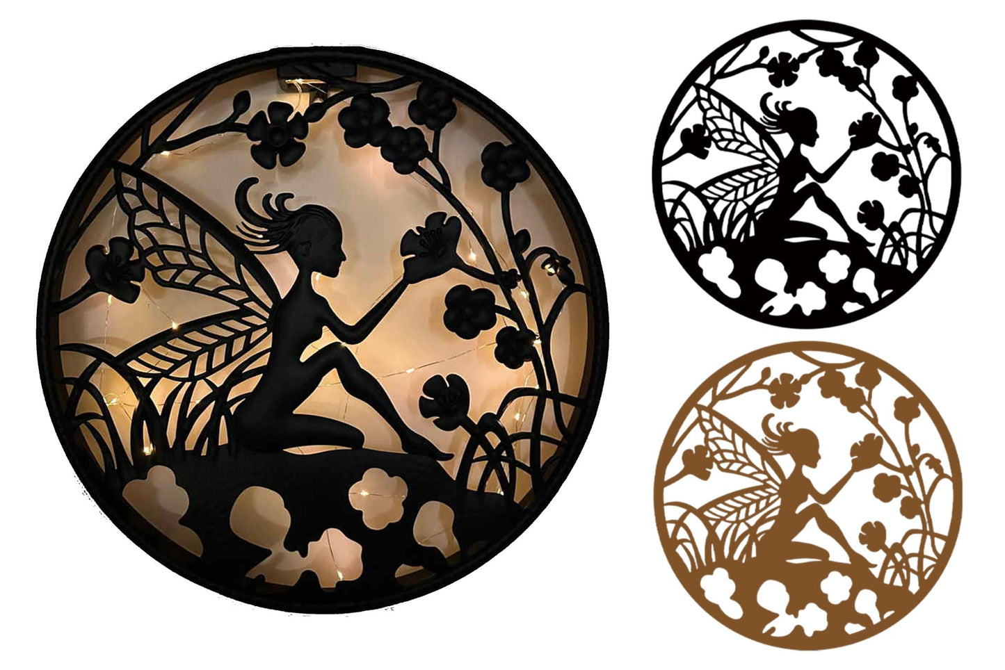 Metal Wall Art Set of 3 Fairy