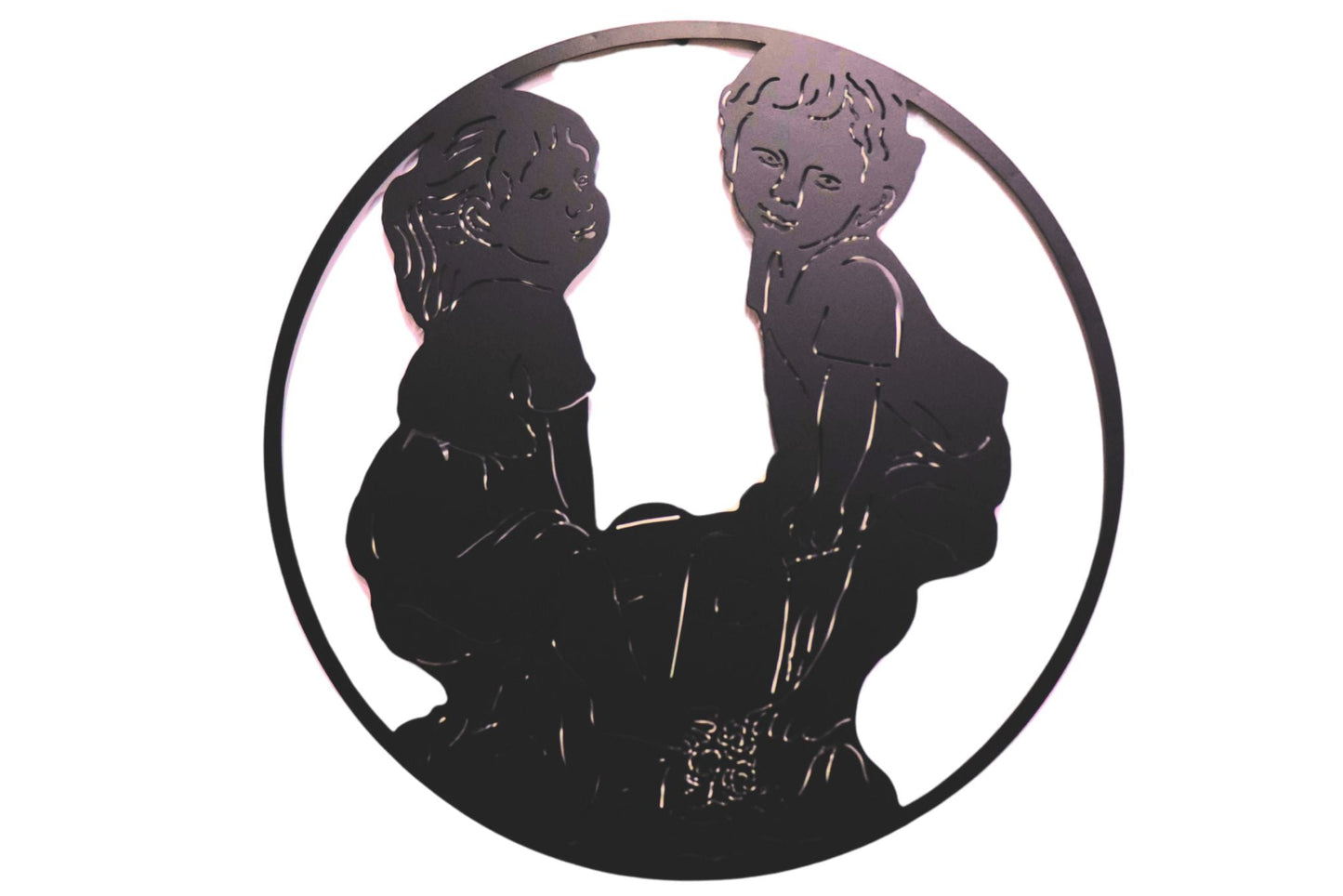 Metal Wall Art Two Kids 50cm