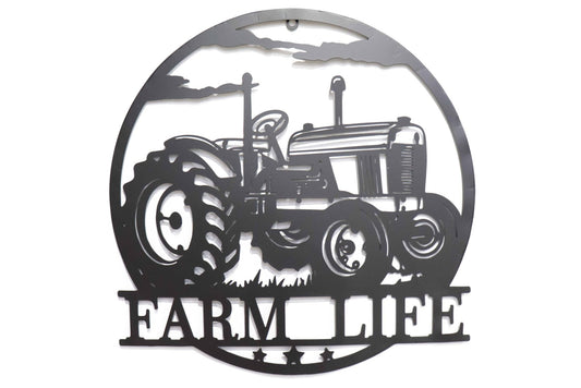 Metal Wall Art Tractor Farm Life 52x53cm