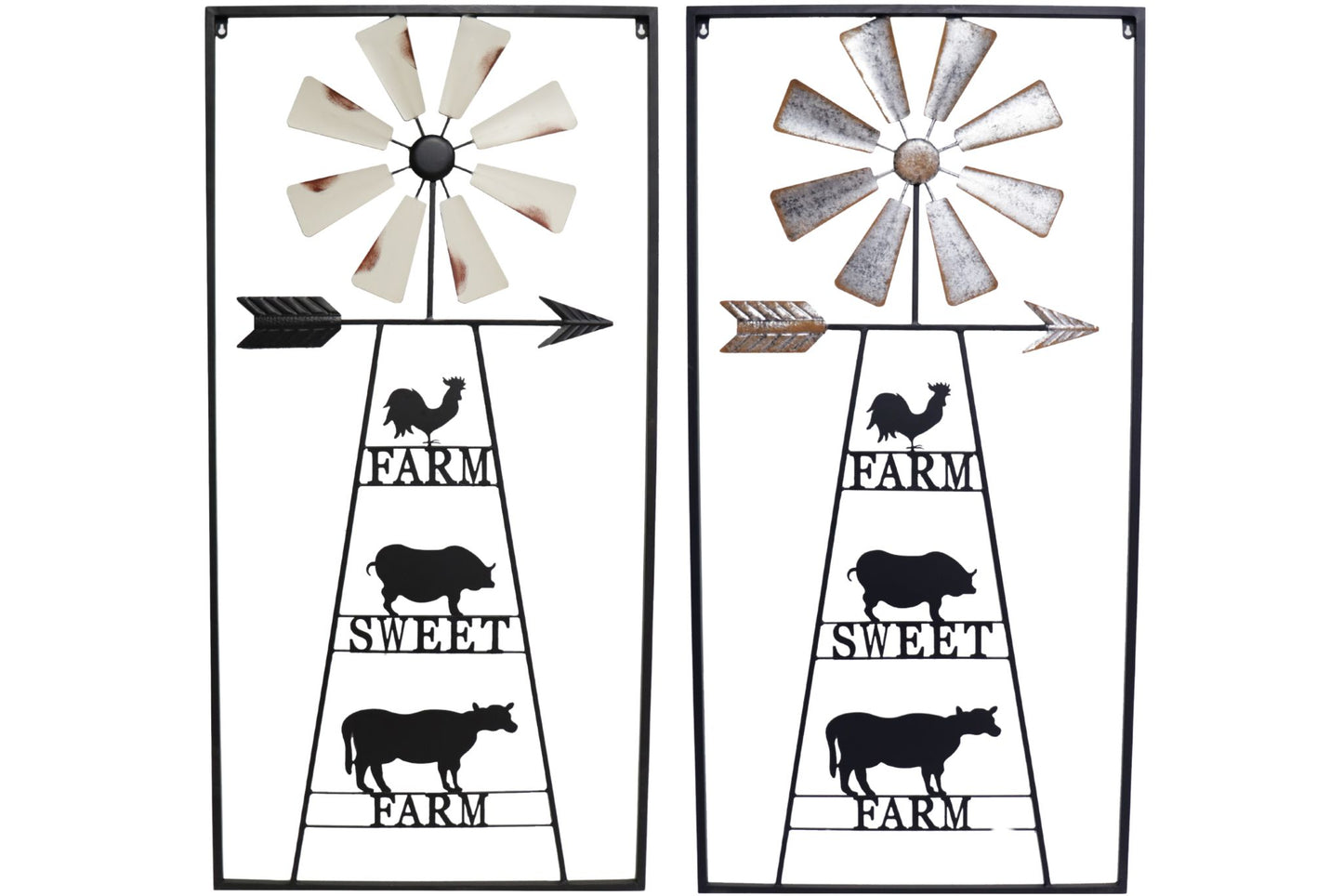 Metal Wall Art Windmill w/Farm Animals 122cm 2 Asstd