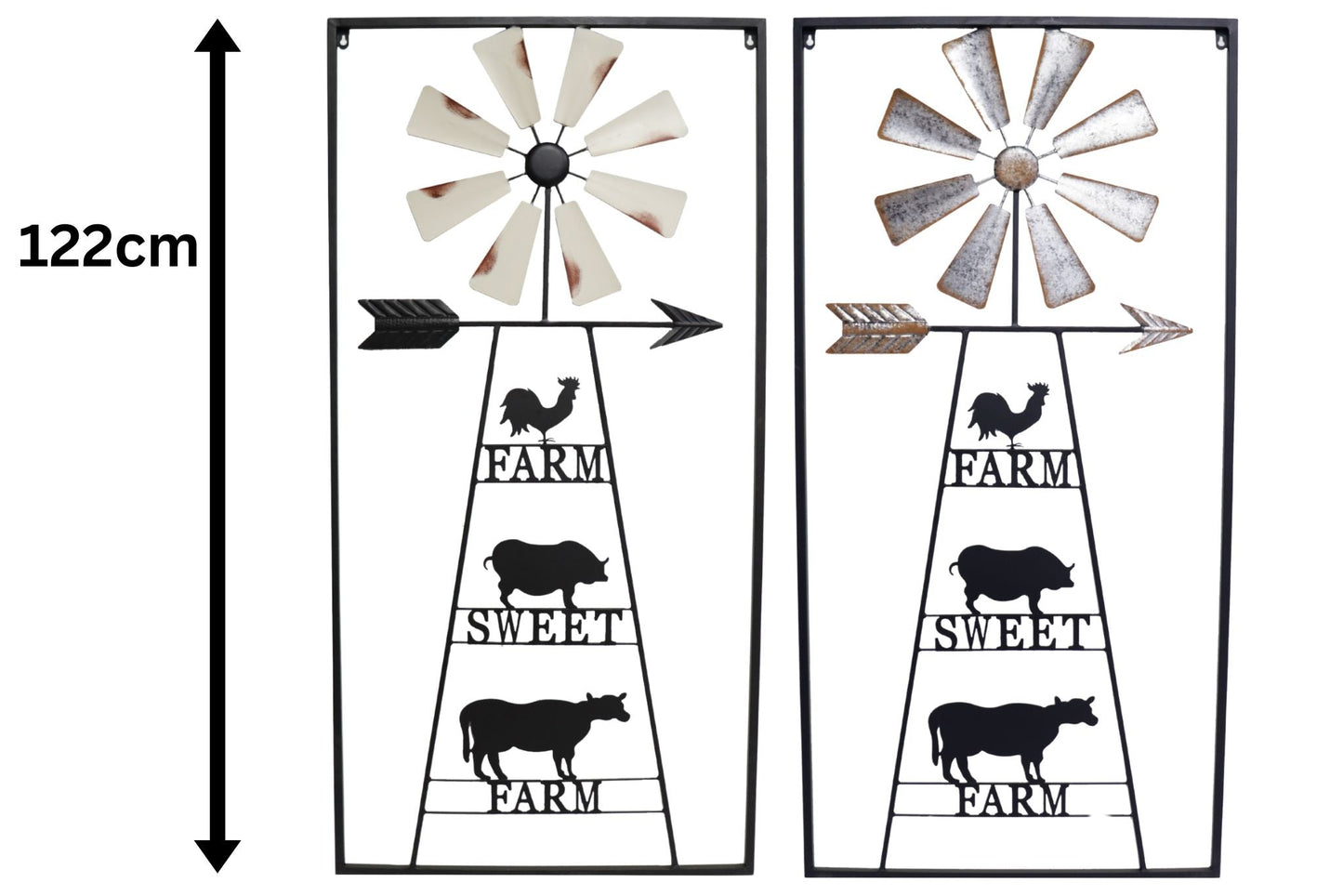 Metal Wall Art Windmill w/Farm Animals 122cm 2 Asstd