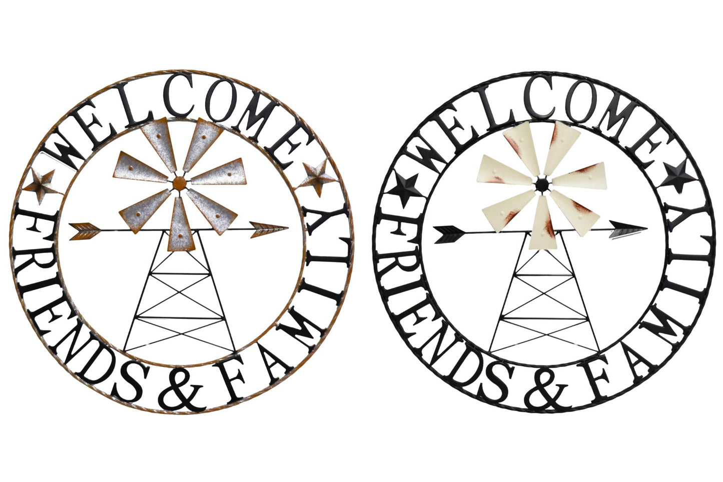 Metal Wall Art Windmill Welcome FriendsFamily 79cm 2 Asstd