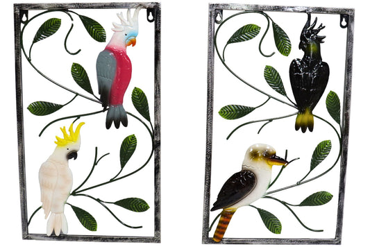 Metal Wall Art Aust Birds 50x30cm 2 Asstd