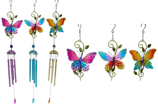 Wind Chime Butterfly 16.5x7x88cm 3 Asstd