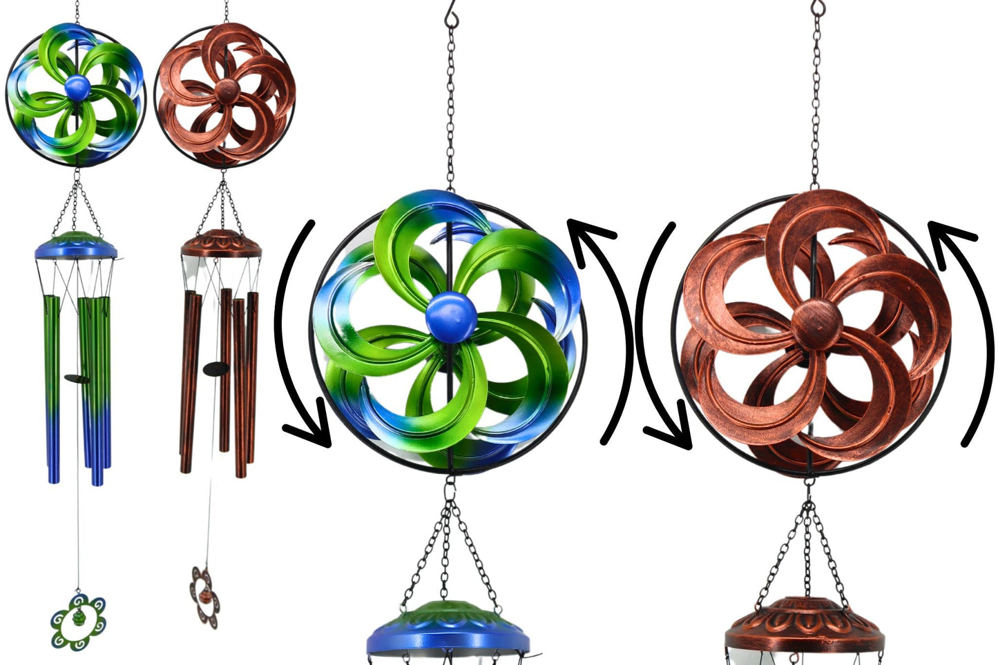 Metal Spinning Wind Chime 120x23x13.5cm 2 Asstd