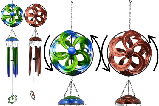 Metal Spinning Wind Chime 120x23x13.5cm 2 Asstd