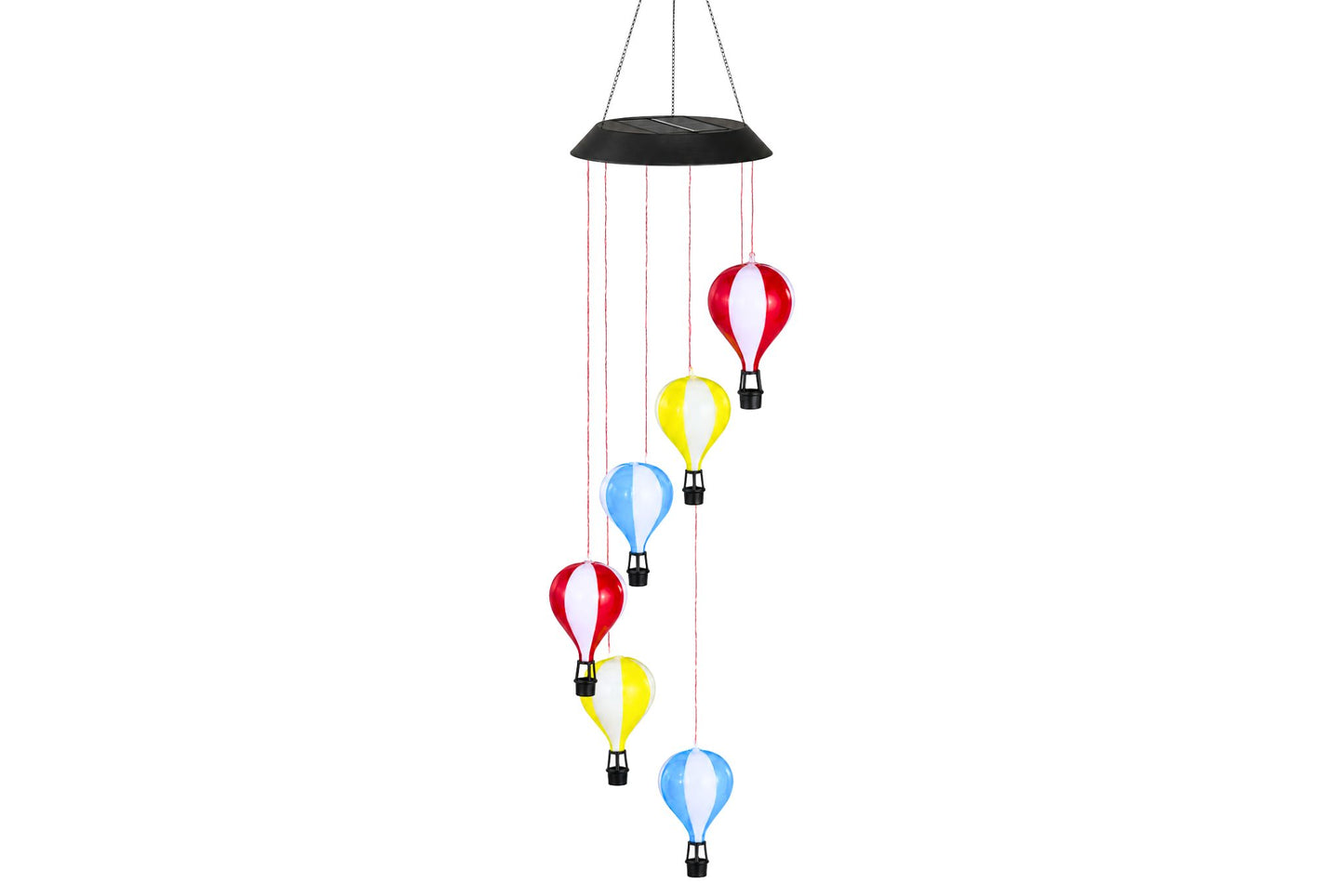Solar Hot Air Balloon Hanging Light Black Basket 58cm