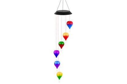 Solar Hot Air Balloon Hanging Light White Basket 58cm