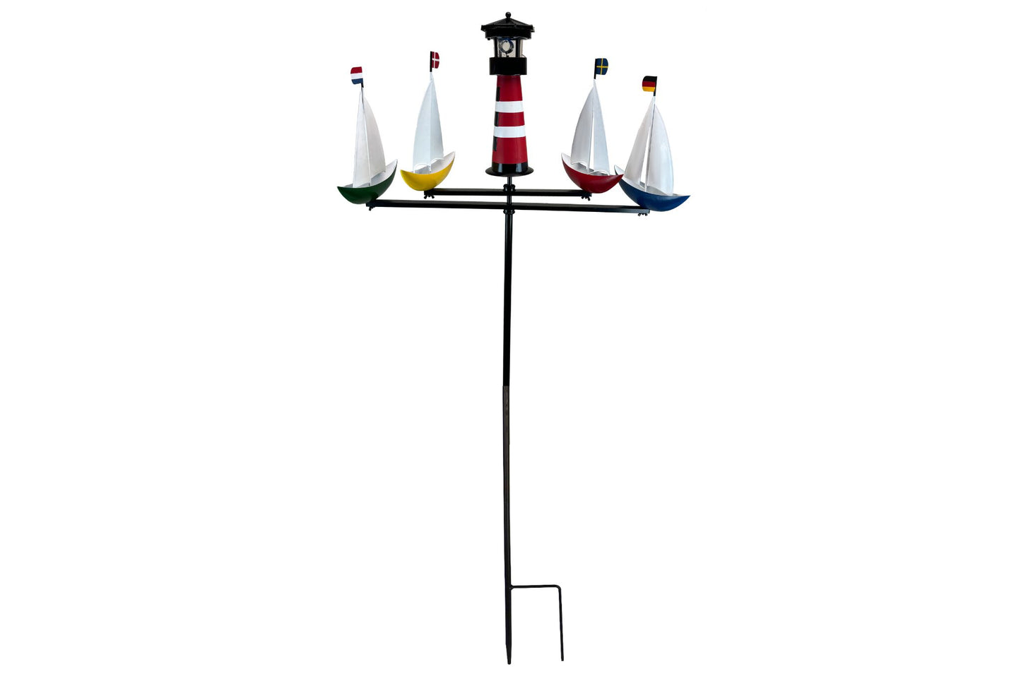 Metal Garden Spinner Boat Regatta Carousel w/Spinning Solar Light 142x59cm