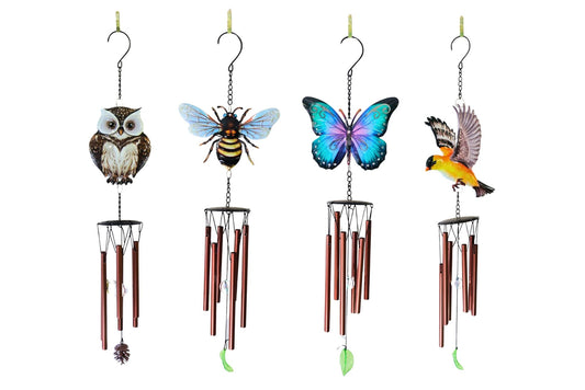 Wind Chime Humbird/Bee/Owl/Butterfly 60cm 4 Asstd