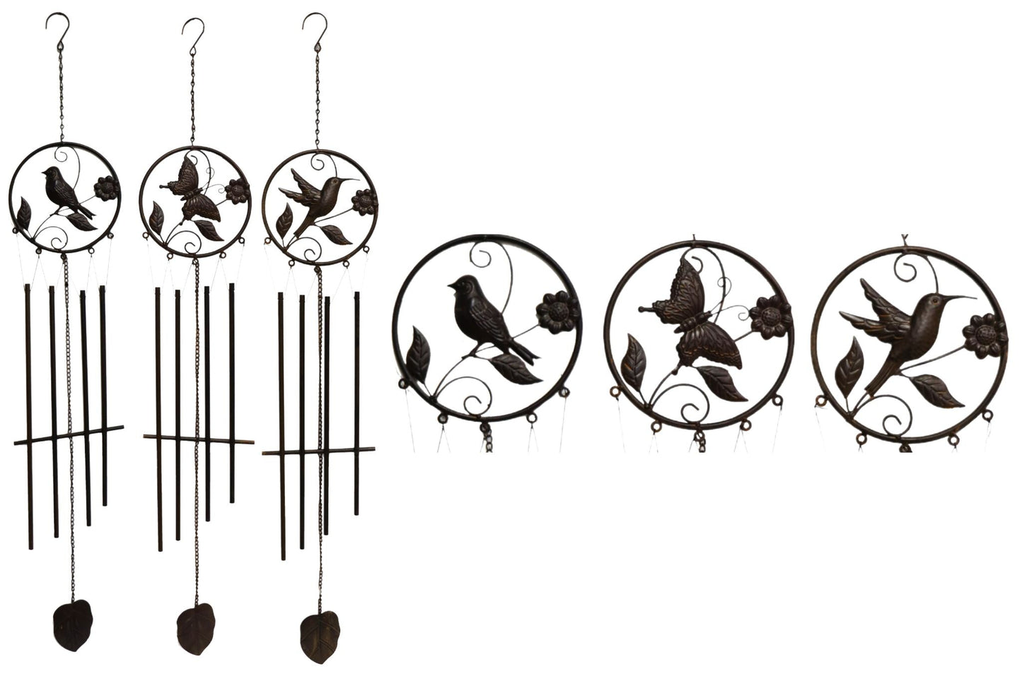 Metal Heavy Duty Wind Chime Birds 127cm 3 Asstd
