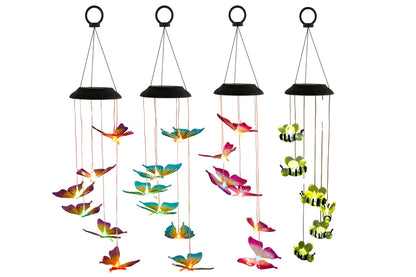 Solar Hanging Lights Butterfly/Hummingbird/Dragonfly/Bee 62cm 4 Asstd
