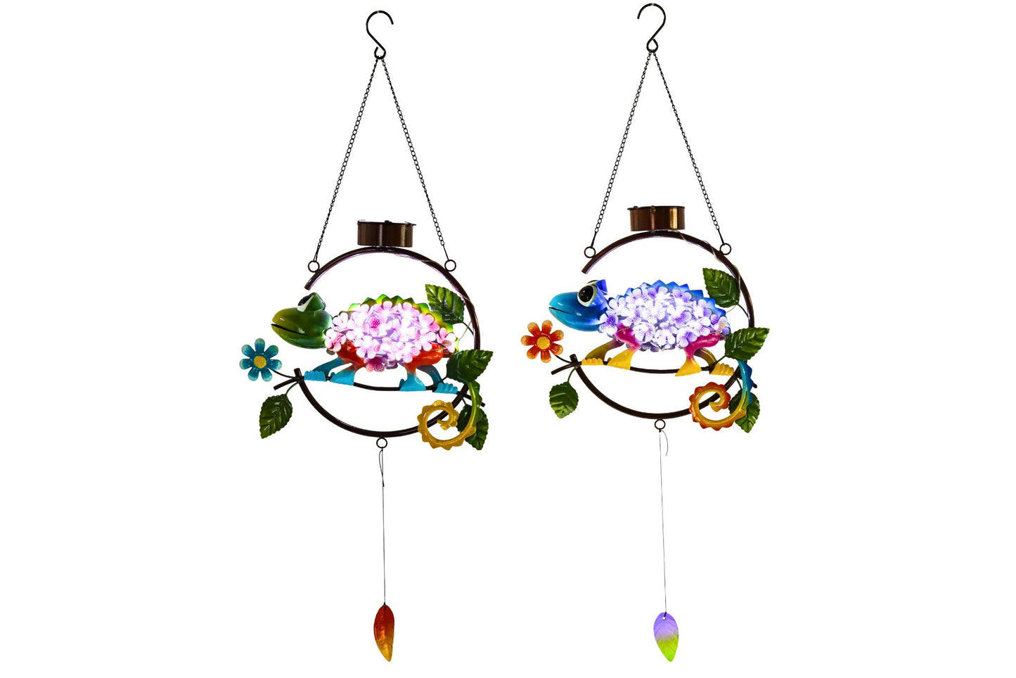 Metal Hanging Flower Chameleon w/Solar Lights 81x31cm 2 Asstd