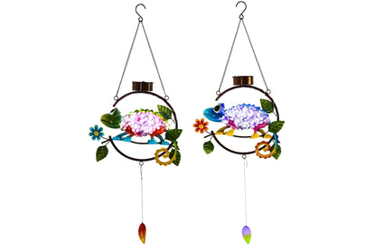 Metal Hanging Flower Chameleon w/Solar Lights 81x31cm 2 Asstd