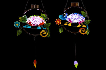 Metal Hanging Flower Chameleon w/Solar Lights 81x31cm 2 Asstd