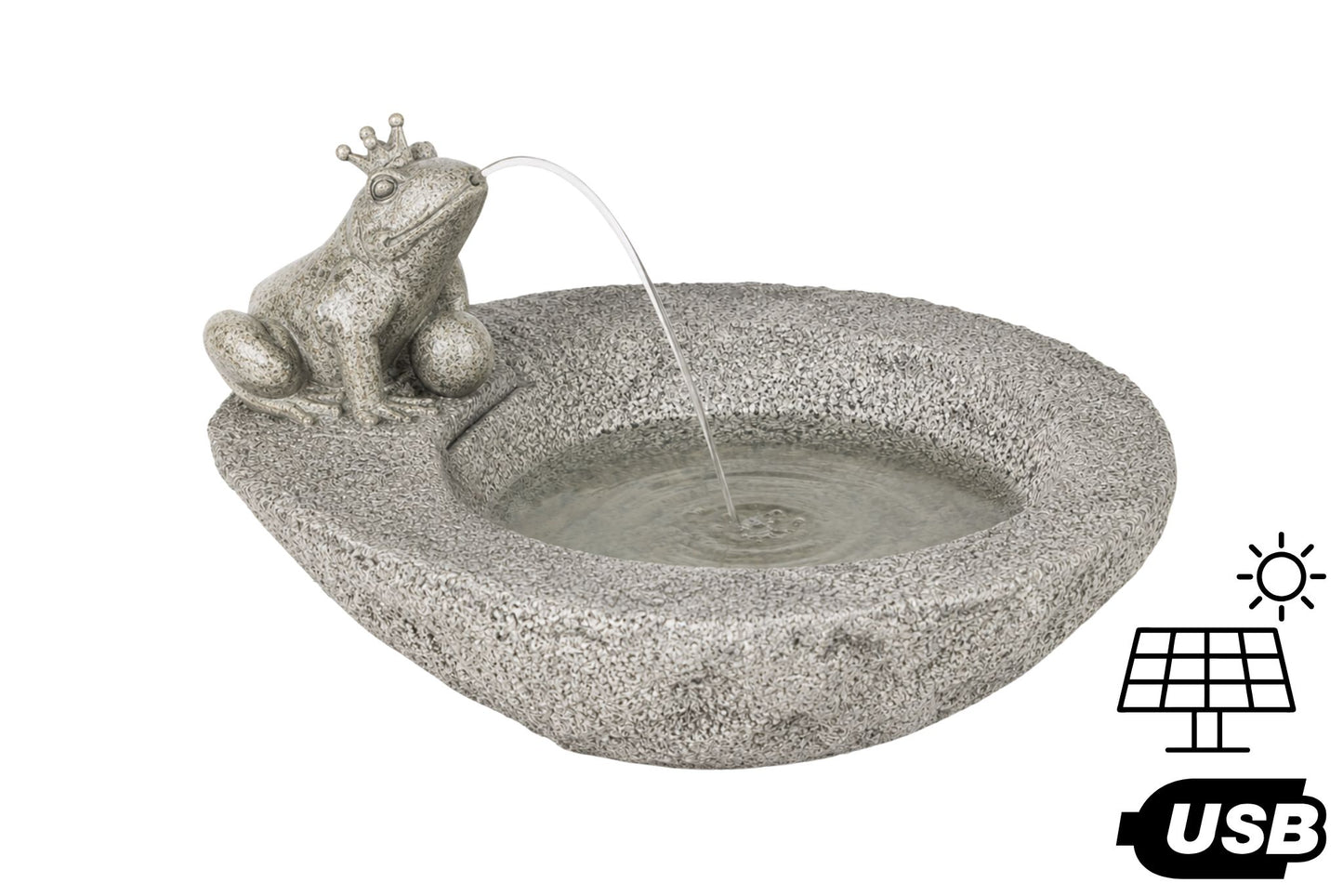 Solar/USB Frog Prince Garden Water Fountain 43.5x37.4x24cm