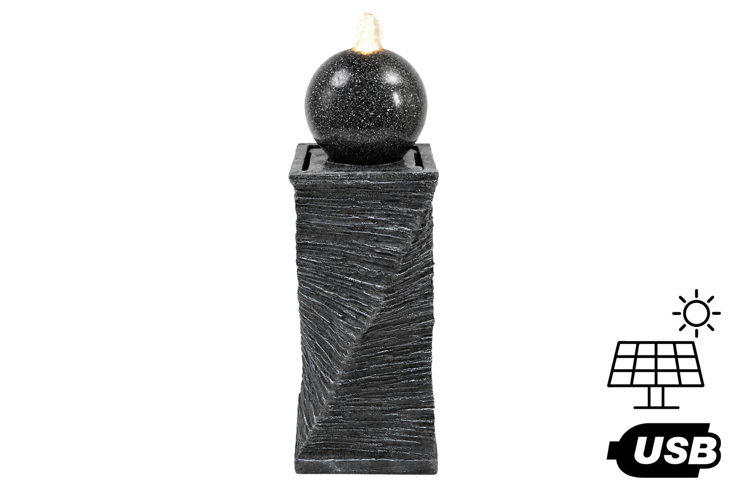 Solar/USB Modern Sphere Column Water Fountain 24x23.5x79cm