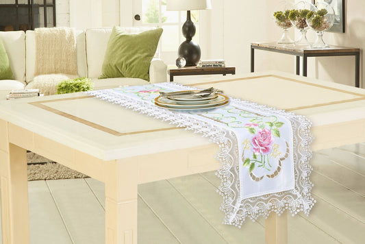 Embroidered Table Runner 180x40cm Rose