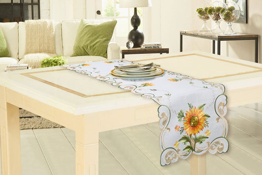 Embroidered Table Runner 180x40cm Sunflower
