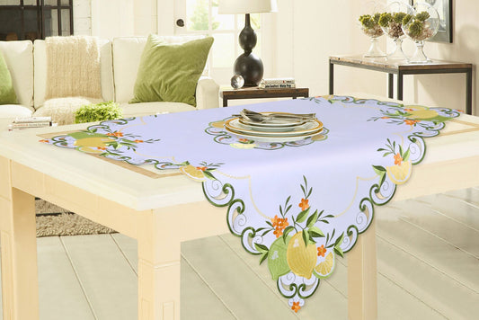 Embroidered Table Cloth 85x85cm Square Lemon