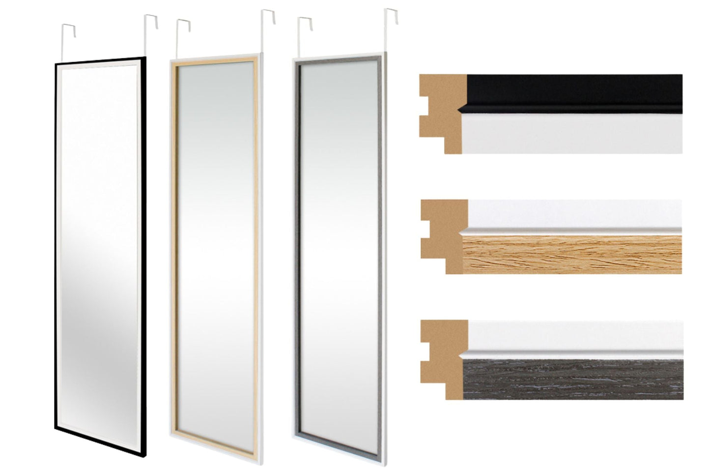 Mirror Hang Over Door Two-Tone 120x30cm 3 Asstd PDQ