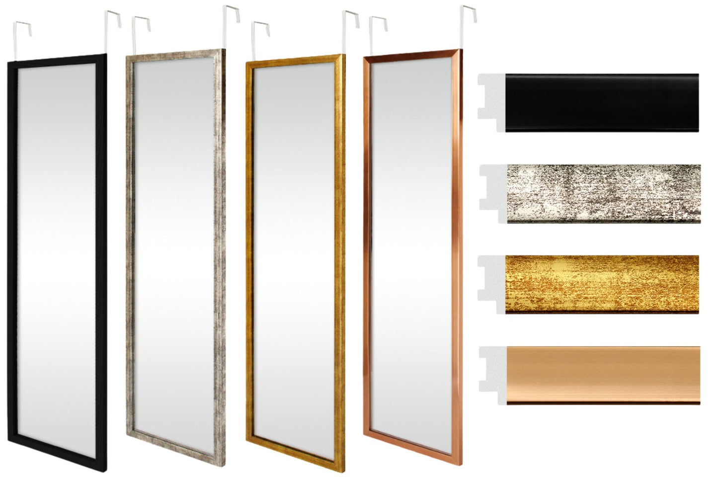 Mirror Hang Over Door Metallic Finish 120x30cm 4 Asstd PDQ