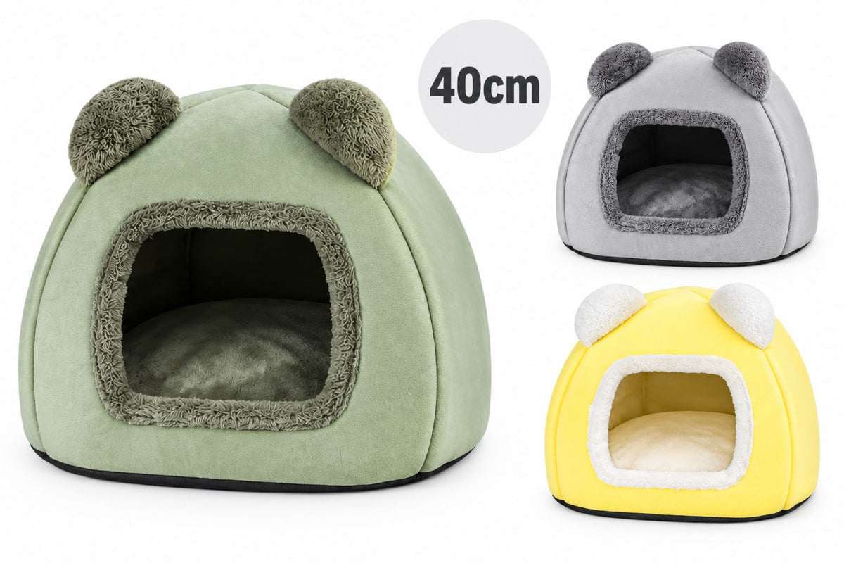 Pet Bed Cave Coral Fleece Interior 40x40cm 3 Asstd
