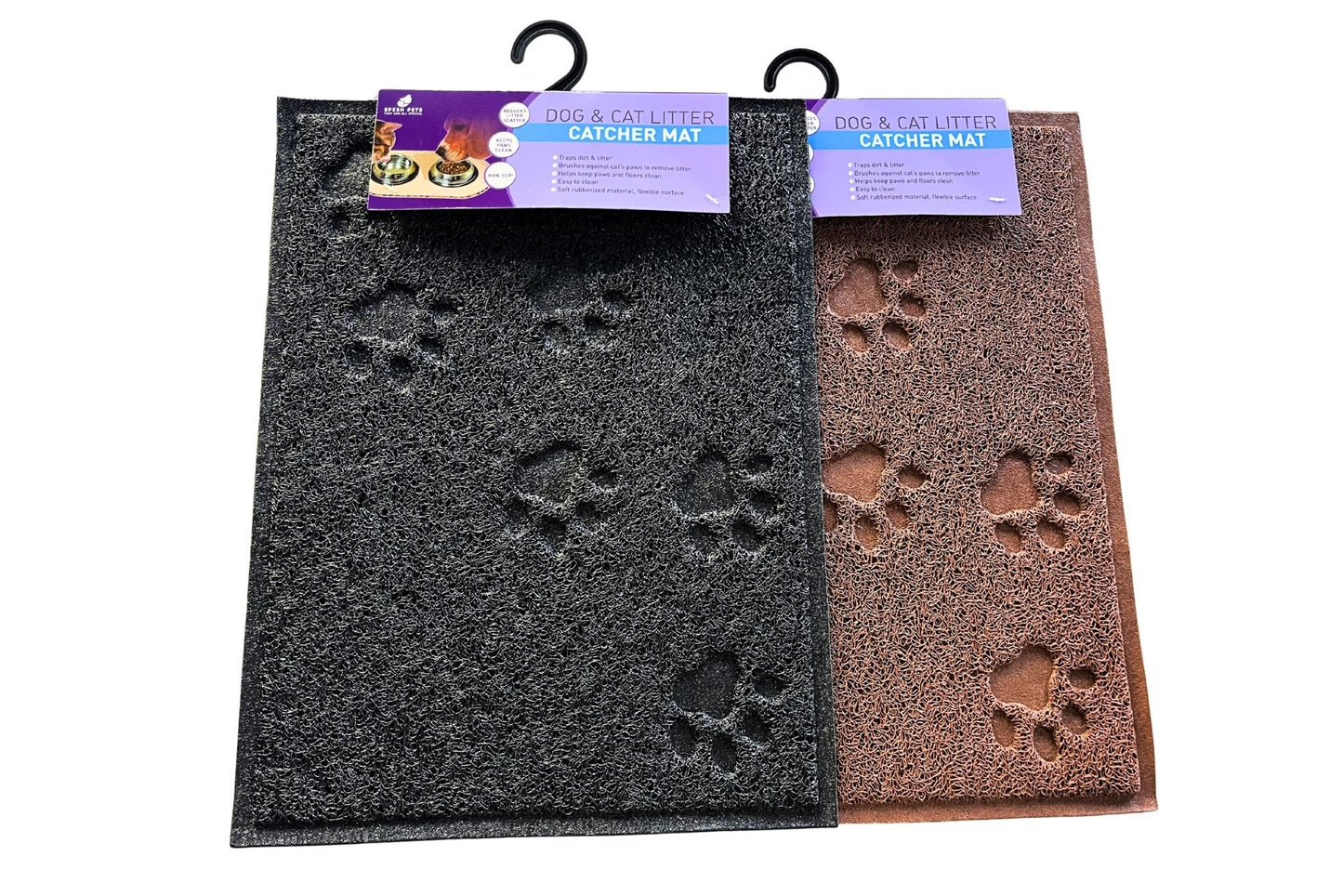 PVC Rectangular Small Paw Print Pet Mat 30x40cm 2 Asstd