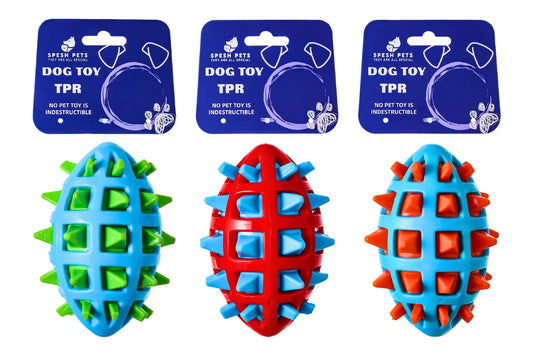 Dog Toy TPR Spike Ball Oval 12cm