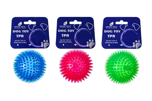 Dog Toy TPR Spike Ball Round 8cm 3 Asstd