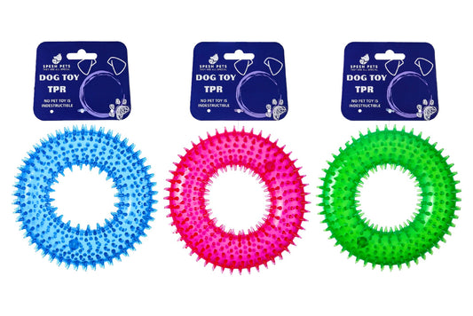Dog Toy TPR Donut Chew Ring 12x4cm 3 Asstd