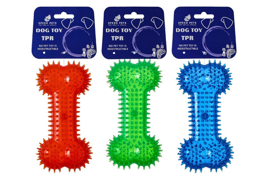 Dog Toy TPR Bone Shape Chew Toy 17x7.5cm 4 Asstd