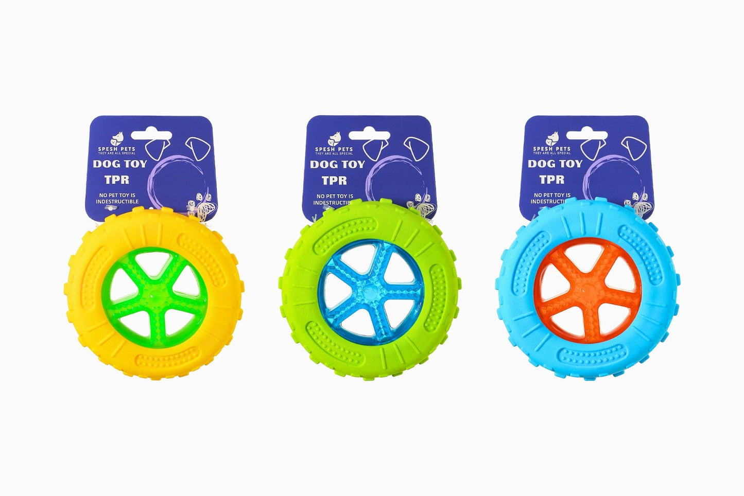 Dog Toy TPR Tyre Wheel 12.5x3cm 3 Asstd