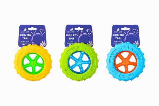 Dog Toy TPR Tyre Wheel 12.5x3cm 3 Asstd