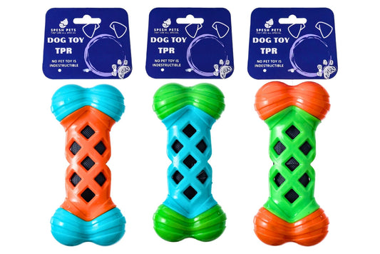 Dog Toy TPR Crinkle Bone 17x8cm 3 Asstd
